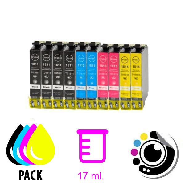 10er-Pack Kompatible Patronen Epson T1811/2/3/4 - 18XL