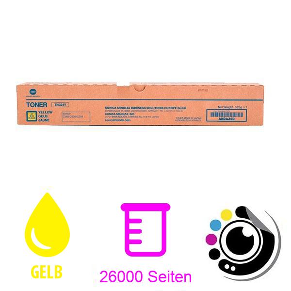 Original Toner Konica Minolta Bizhub C258 / C308 / C368 Gelb A8DA250 / TN-324Y / TN324