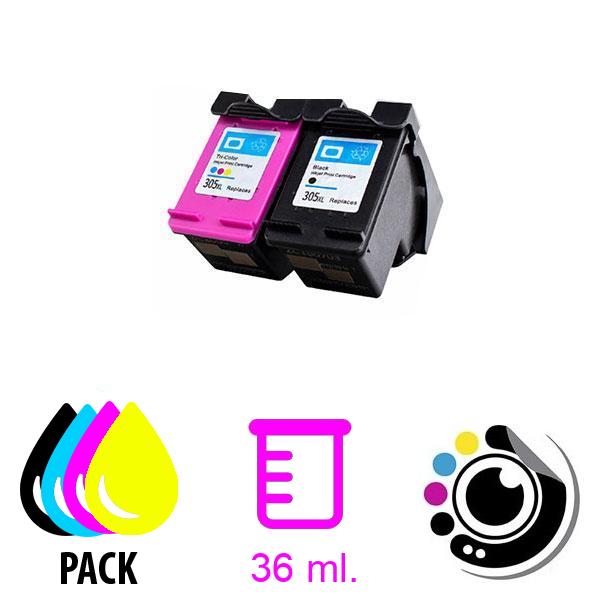 Pack Kompatible HP 305XL Patronen schwarz + Dreifarbig