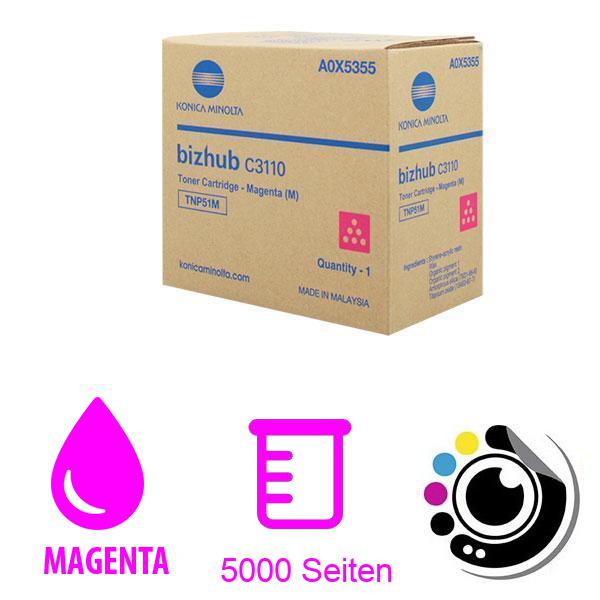 Original Toner Konica Minolta Bizhub C3110 Magenta TNP51 M / A0X5355