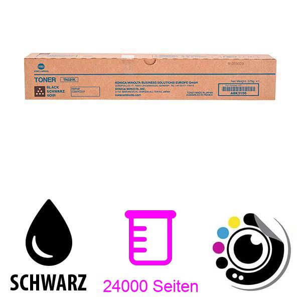 Original Toner Konica Minolta Bizhub C227 / C267 / C287 Schwarz TN-221K / A8K3150 / TN221