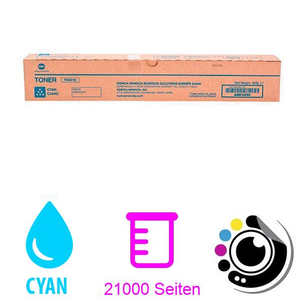 Original Toner Konica Minolta Bizhub C227 / C267 / C287 Cyan TN-221C / A8K3450 / TN221