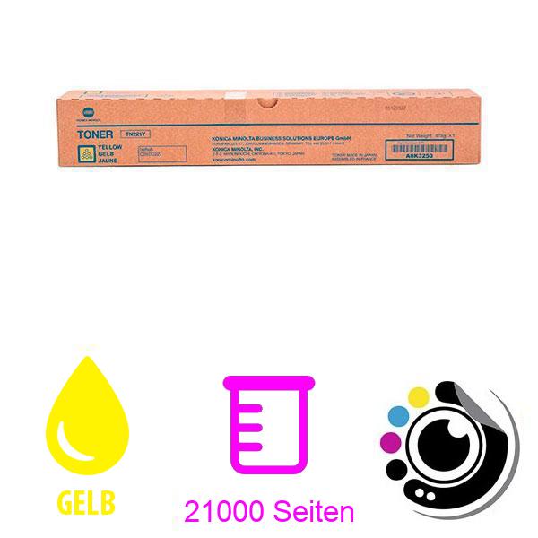 Original Toner Konica Minolta Bizhub C227 / C267 / C287 Gelb TN-221Y / A8K3250 / TN221