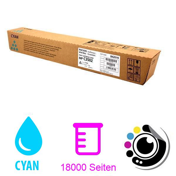 Original Toner Ricoh Aficio MP-C3002 / MP-C3502 cyan