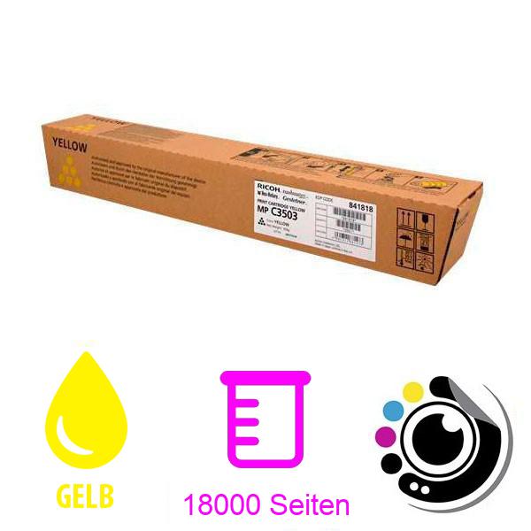 Original Toner Ricoh Aficio MP-C3003 / MP-C3503 / MP-C3004 / MP-C3504 / MP-C4504 / MP-C5504 / MP-C6004 - 841818 gelb