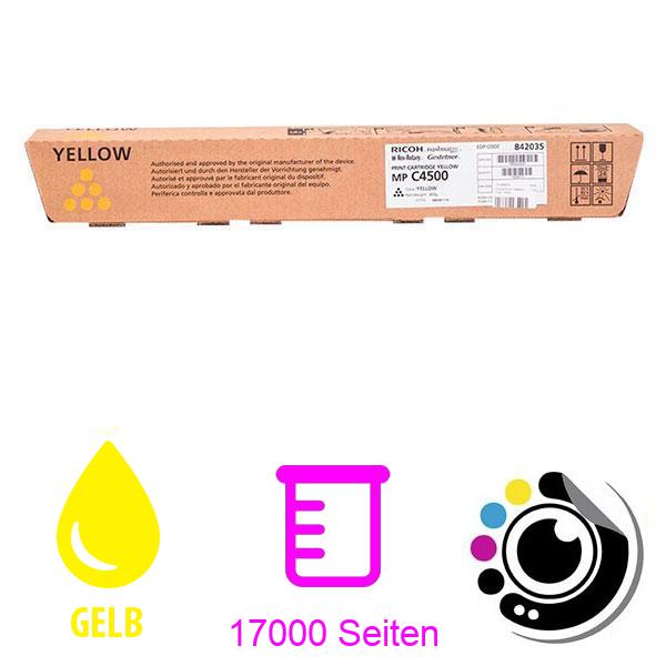 Original Toner Ricoh Aficio MP-C3500 / MP-C4500 Gelb 884931 / 888609
