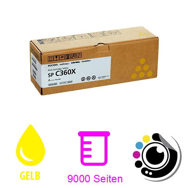 Original Toner Ricoh SP-C360X Gelb 408253