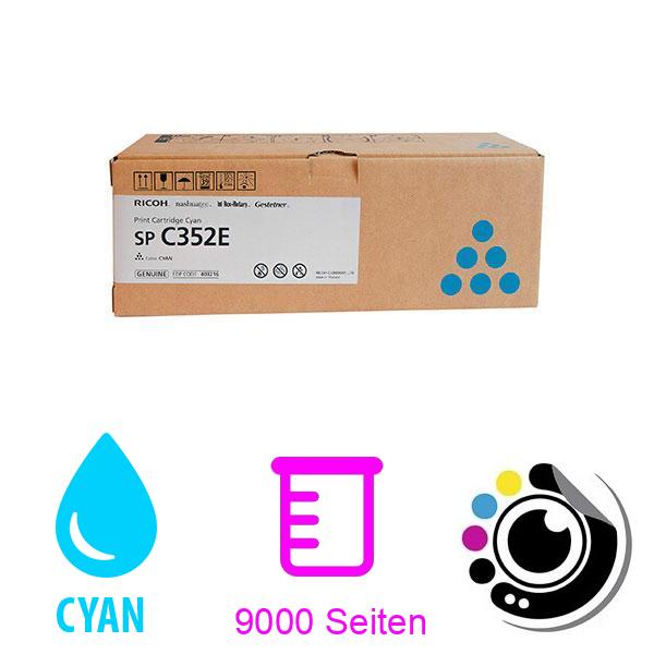 Original Toner Ricoh SP C352DN / SP C352E Cyan 407384