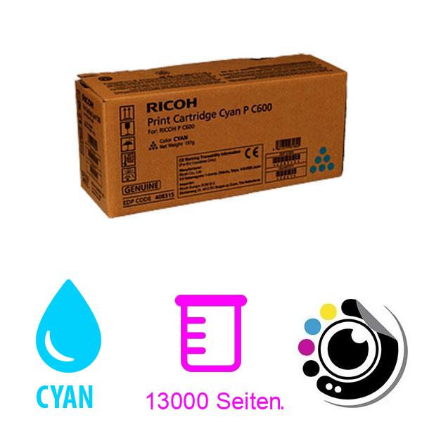 Original Toner Ricoh P-C600 Cyan 408315